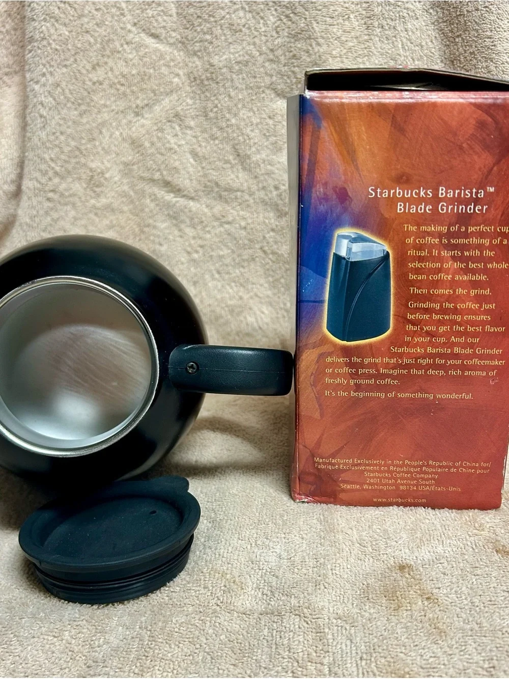 Vintage Starbucks travel mug “ original logo” & bean grinder